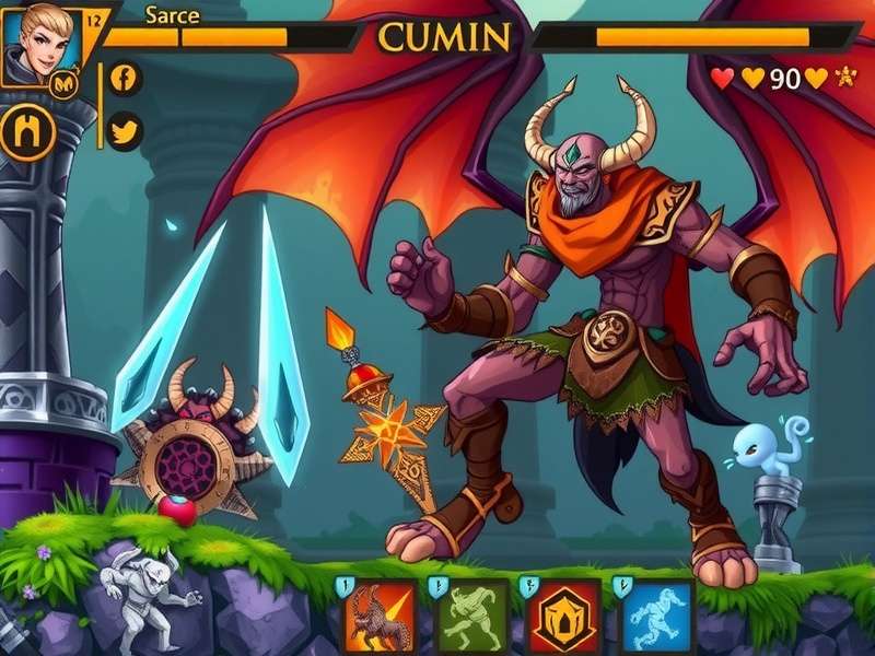 Cumin Legendary Warrior gameplay screenshot showing hero battling mythological creatures